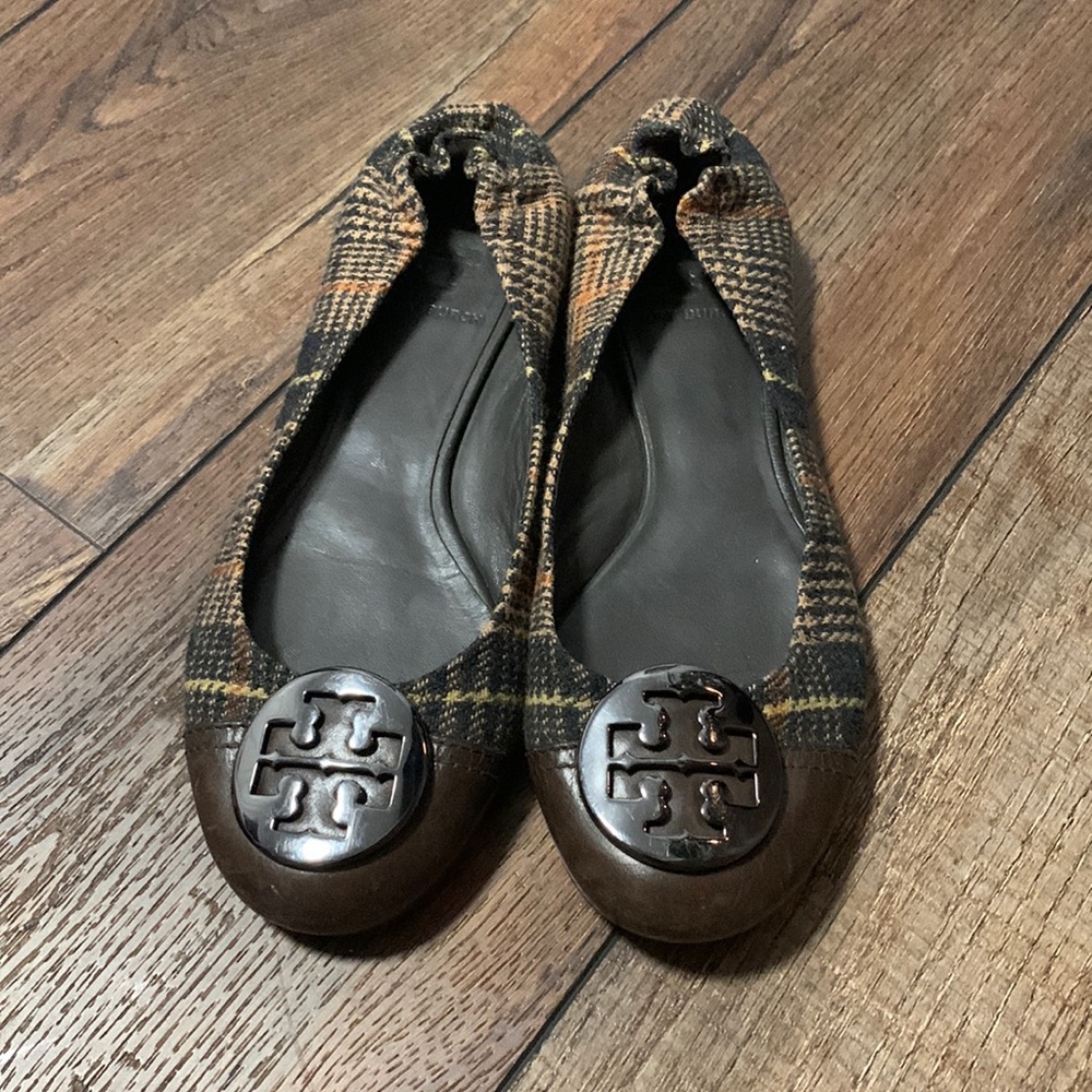 Tory Burch Serena 2 Flats Plaid with Cap Toe